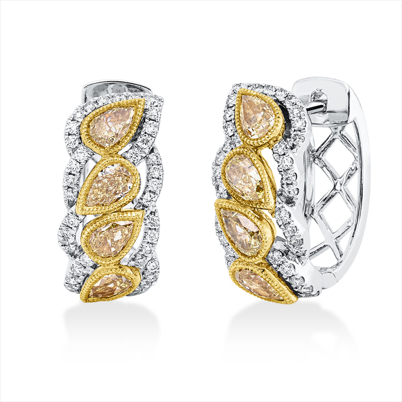 Creolen    aus 750/-18 Karat Weißgold / Gelbgold mit 88 Diamanten 1