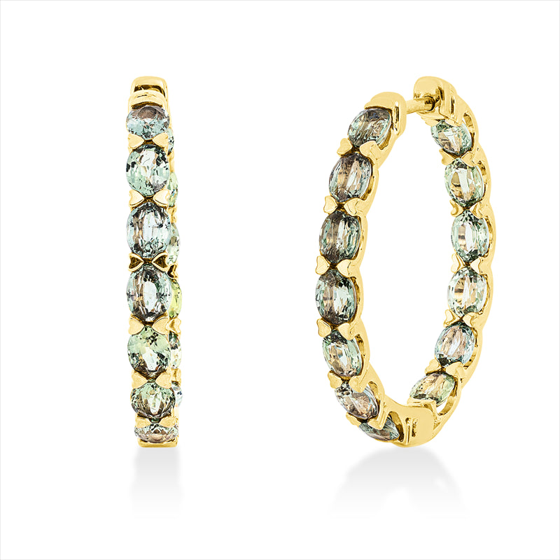 Creolen mit Saphir  aus 750/-18 Karat Gelbgold  