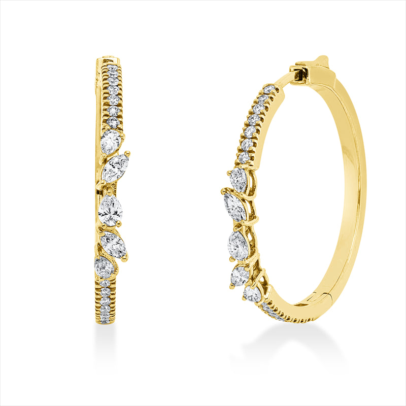 Creolen    aus 750/-18 Karat Gelbgold mit 38 Diamanten 0