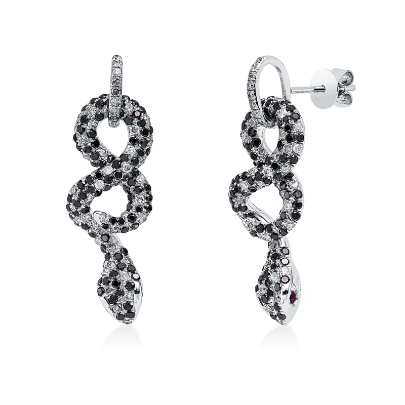 Ohrschmuck mit Rubin  aus 750/-18 Karat Weißgold mit 292 Diamanten 2