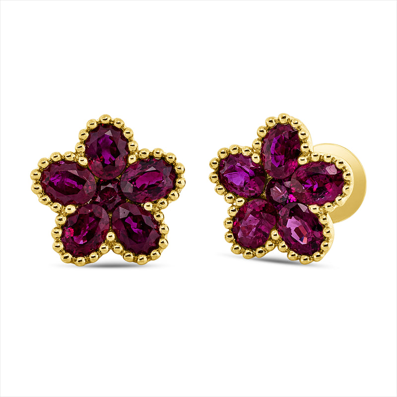 Ohrstecker mit Rubin  aus 585/-14 Karat Gelbgold  