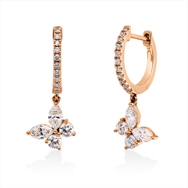 Creolen    aus 750/-18 Karat Rotgold mit 30 Diamanten 0