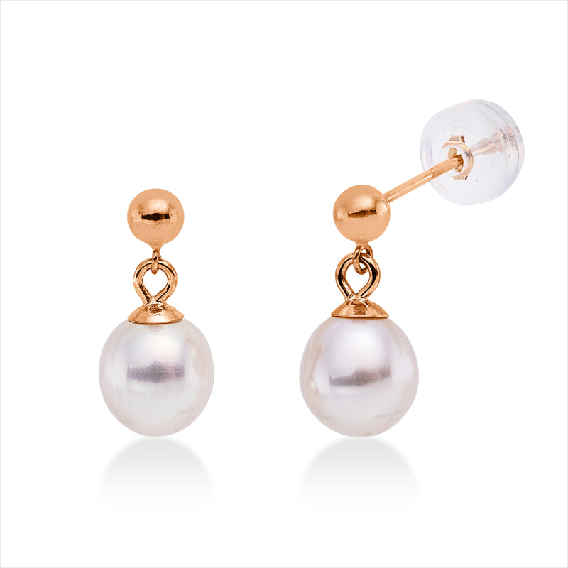 Ohrstecker   mit Süßwasserperle aus 750/-18 Karat Rotgold  