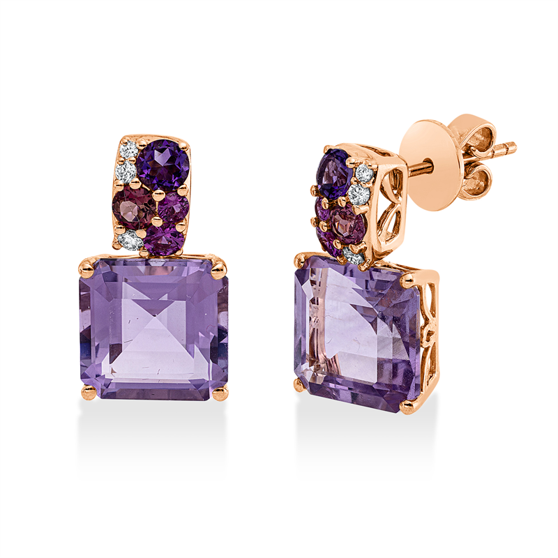 Ohrschmuck mit Saphir  aus 750/-18 Karat Rotgold mit 6 Diamanten 0