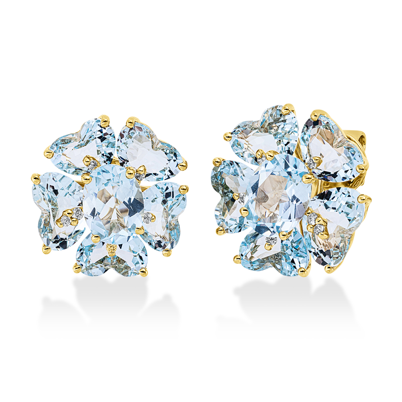 Ohrstecker mit Topas  aus 750/-18 Karat Gelbgold mit 12 Diamanten 0