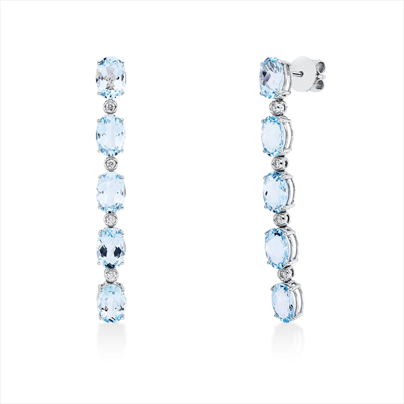 Ohrschmuck mit Topas  aus 750/-18 Karat Weißgold mit 8 Diamanten 0