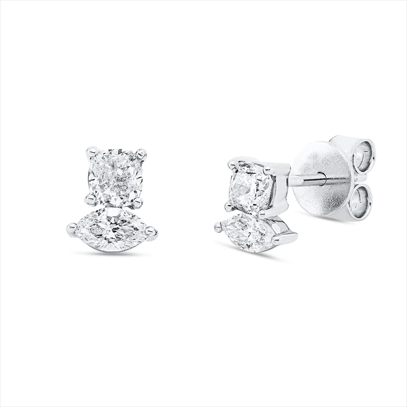 Ohrstecker    aus 750/-18 Karat Weißgold mit 4 Diamanten 0