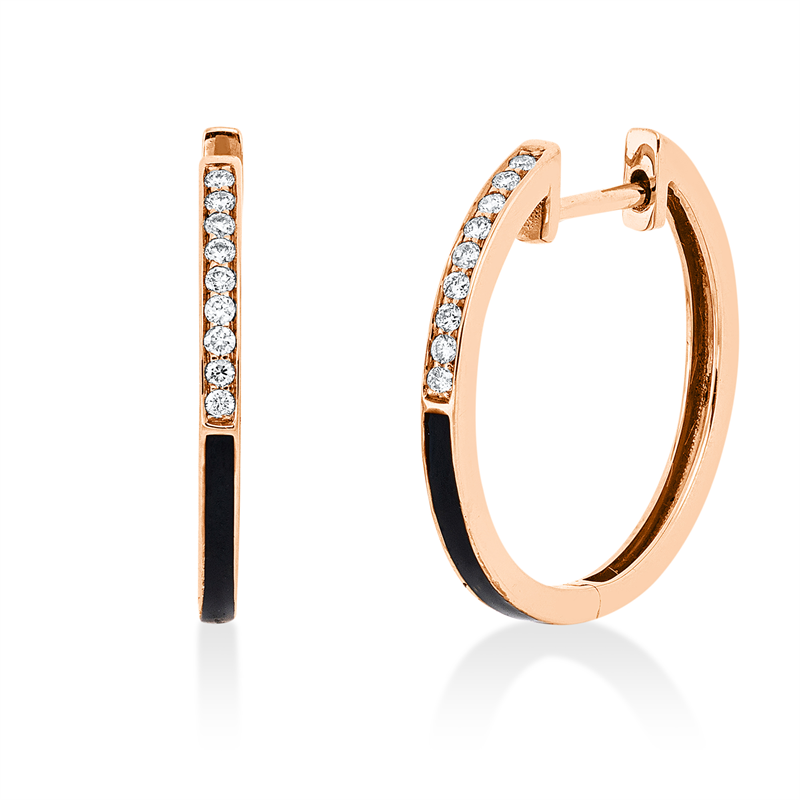 Creolen mit Emaille  aus 750/-18 Karat Rotgold mit 18 Diamanten 0