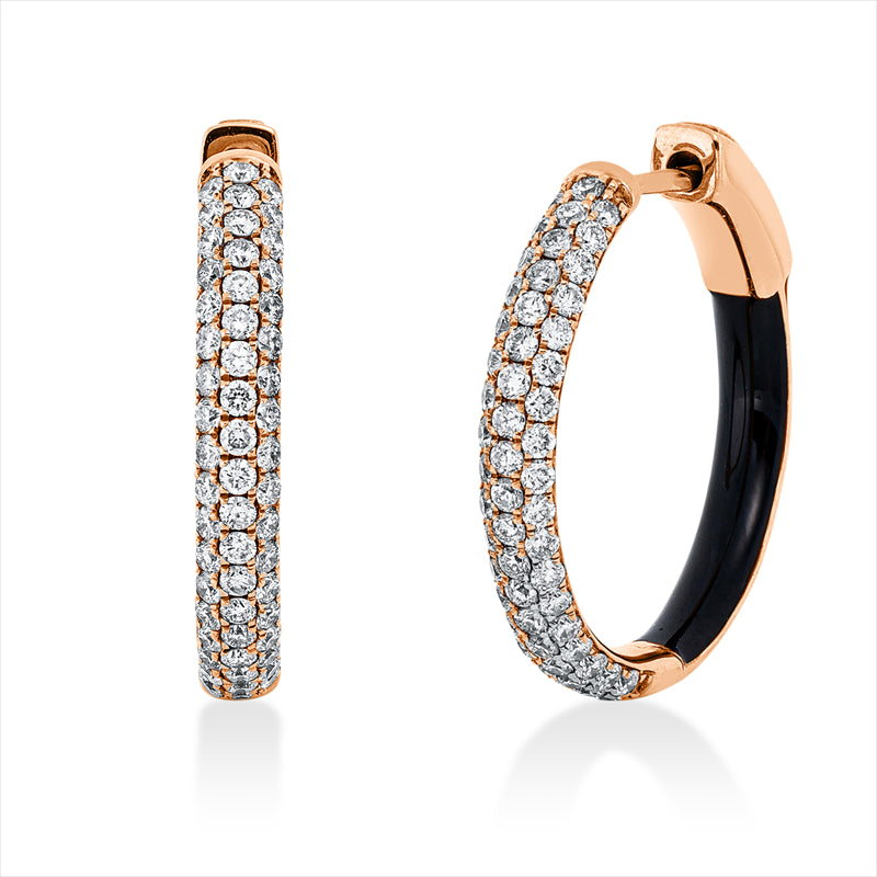 Creolen mit Emaille  aus 750/-18 Karat Rotgold mit 110 Diamanten 0