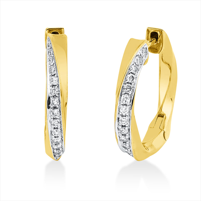 Creolen    aus 750/-18 Karat Gelbgold / Weißgold mit 30 Diamanten 0