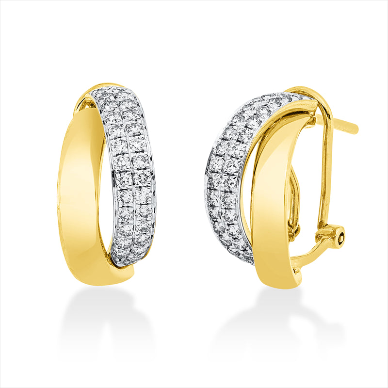 Creolen    aus 750/-18 Karat Gelbgold / Weißgold mit 64 Diamanten 0