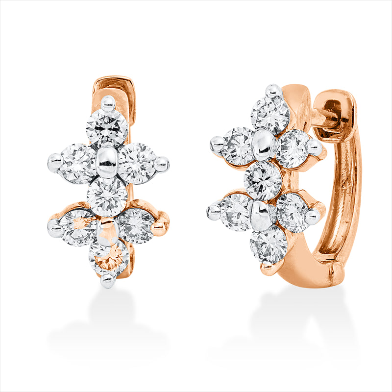 Creolen    aus 750/-18 Karat Rotgold / Weißgold mit 14 Diamanten 0