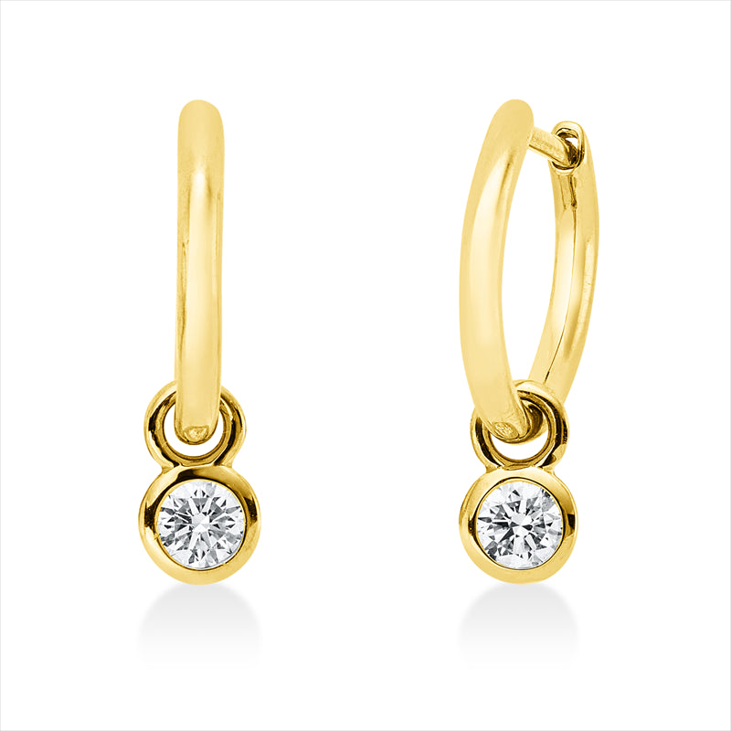 Creolen    aus 750/-18 Karat Gelbgold mit 2 Diamanten 0