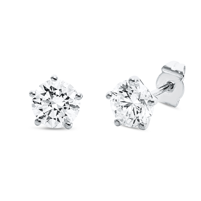 Ohrstecker    aus 750/-18 Karat Weißgold mit 2 Diamanten 3 ct