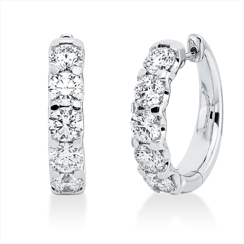 Creolen    aus 750/-18 Karat Weißgold mit 10 Diamanten 4 ct