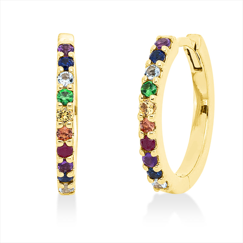 Creolen mit Saphir  aus 750/-18 Karat Gelbgold  