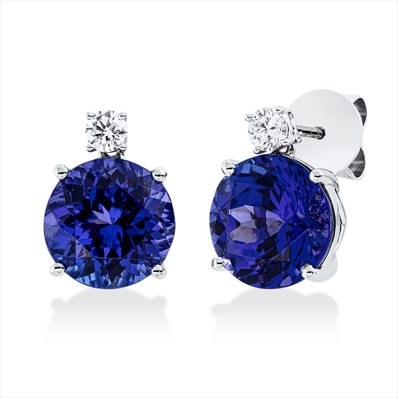 Ohrstecker mit Tansanit  aus 750/-18 Karat Weißgold mit 2 Diamanten 0