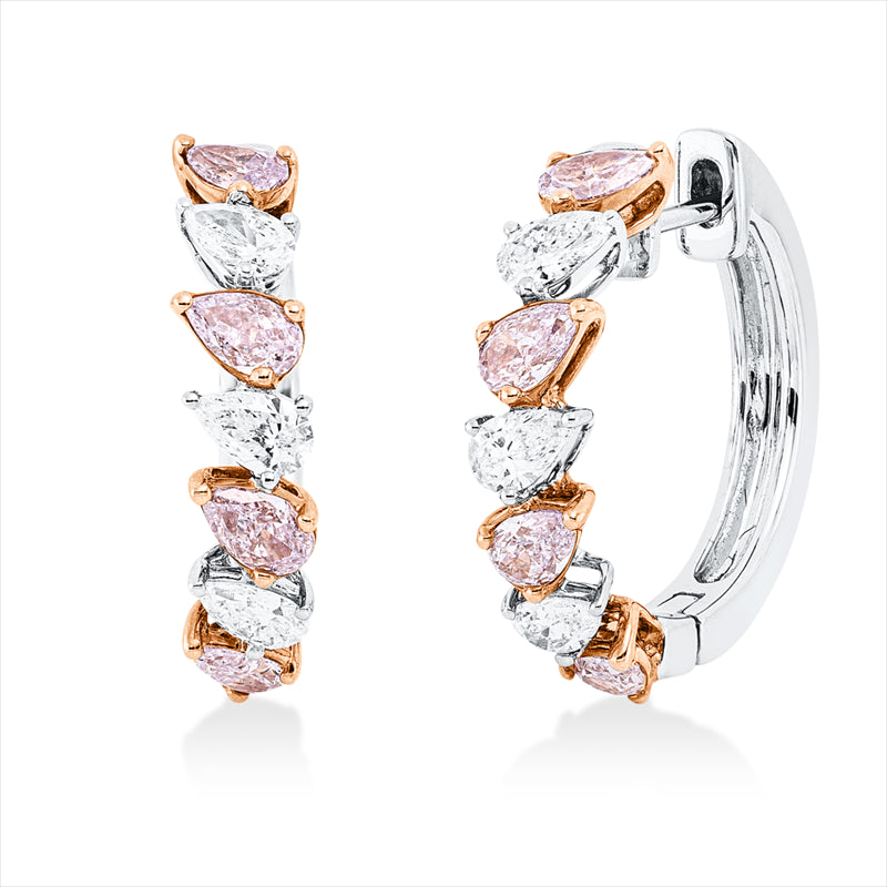 Creolen    aus 750/-18 Karat Weißgold / Rotgold mit 14 Diamanten 1