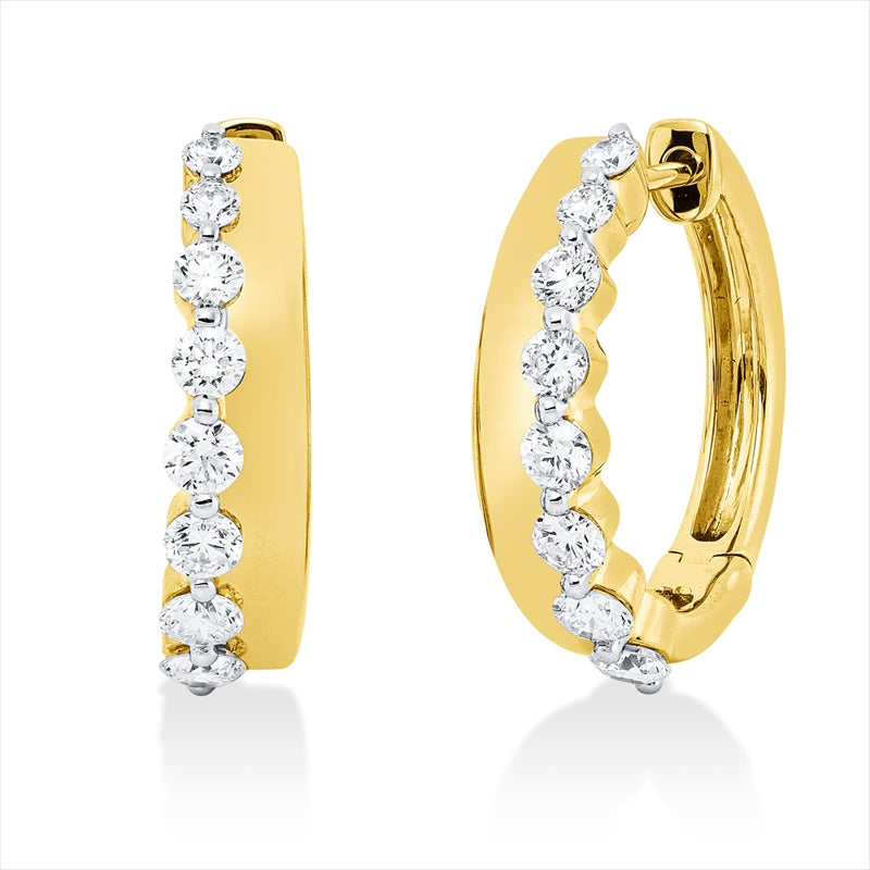 Creolen    aus 585/-14 Karat Gelbgold / Weißgold mit 16 Diamanten 0