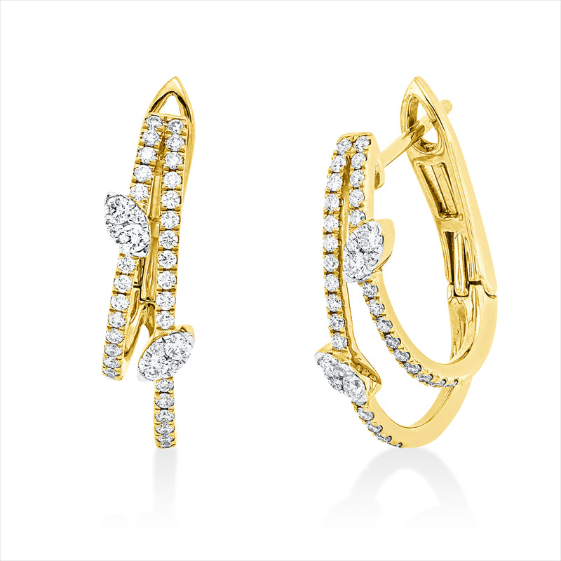 Creolen    aus 750/-18 Karat Gelbgold / Weißgold mit 80 Diamanten 0