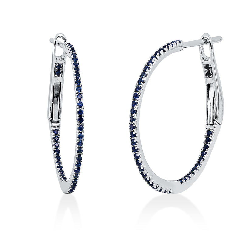 Creolen mit Saphir  aus 750/-18 Karat Weißgold  