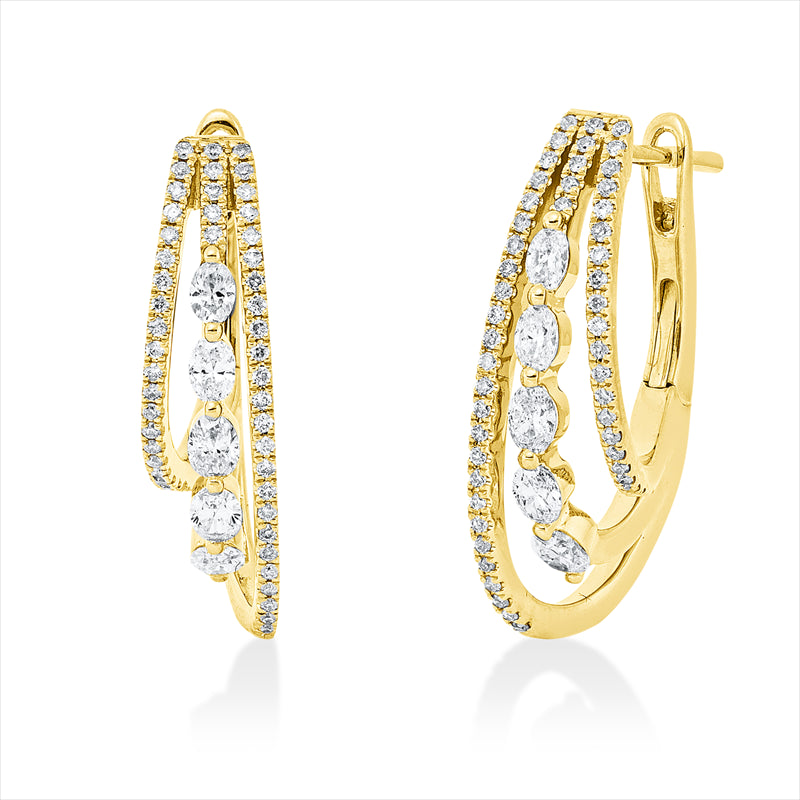 Creolen    aus 750/-18 Karat Gelbgold mit 110 Diamanten 0