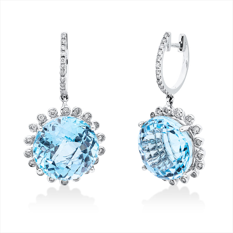 Ohrschmuck mit Topas  aus 750/-18 Karat Weißgold mit 60 Diamanten 0