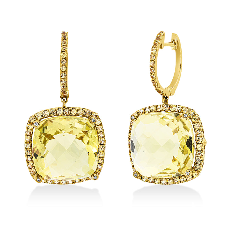 Ohrschmuck mit Saphir  aus 750/-18 Karat Gelbgold mit 12 Diamanten 0