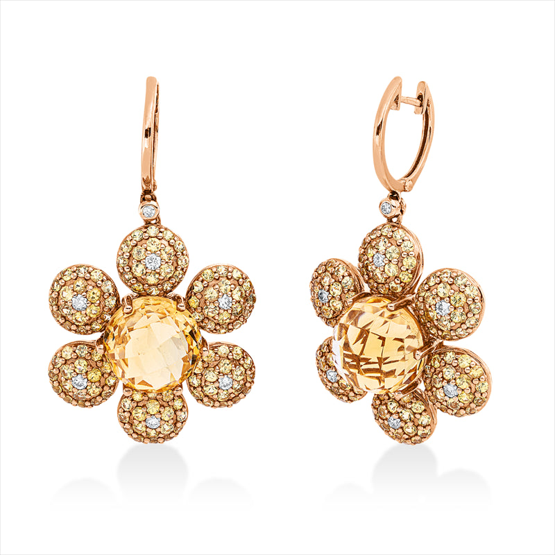 Ohrschmuck mit Saphir  aus 750/-18 Karat Rotgold mit 14 Diamanten 0