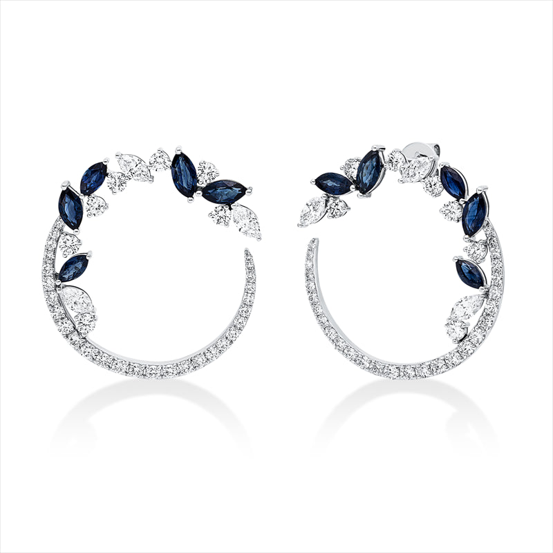 Ohrstecker mit Saphir  aus 750/-18 Karat Weißgold mit 76 Diamanten 2