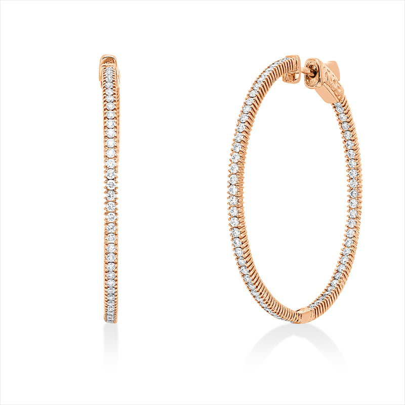 Creolen    aus 750/-18 Karat Rotgold mit 130 Diamanten 1