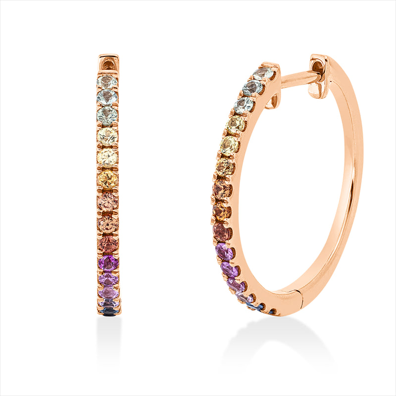 Creolen mit Saphir  aus 750/-18 Karat Rotgold  