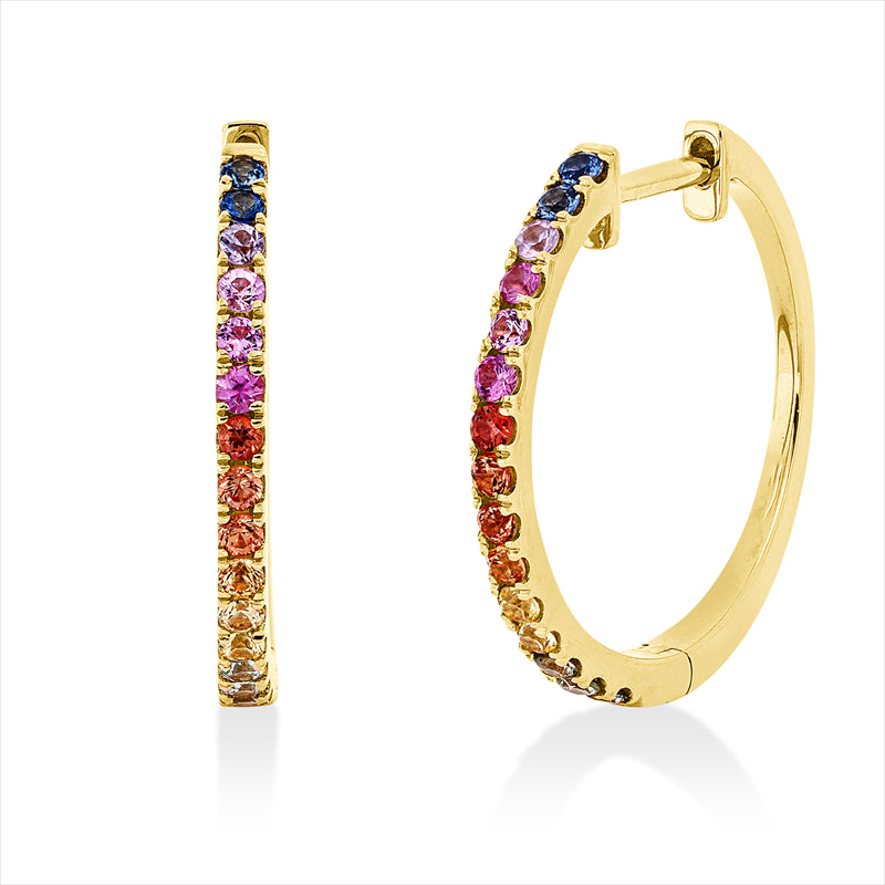 Creolen mit Saphir  aus 750/-18 Karat Gelbgold  