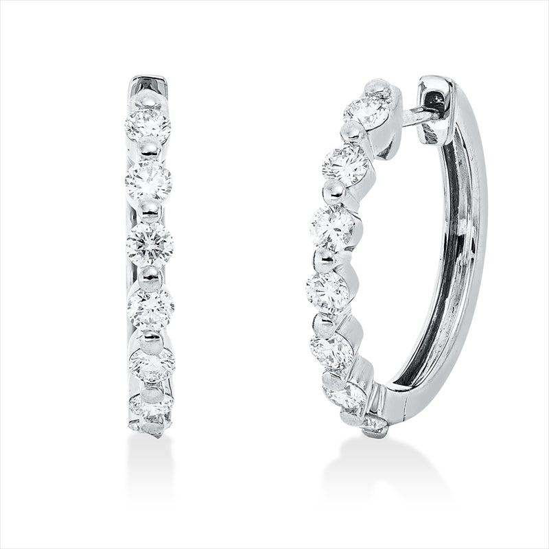 Creolen    aus 750/-18 Karat Weißgold mit 14 Diamanten 0