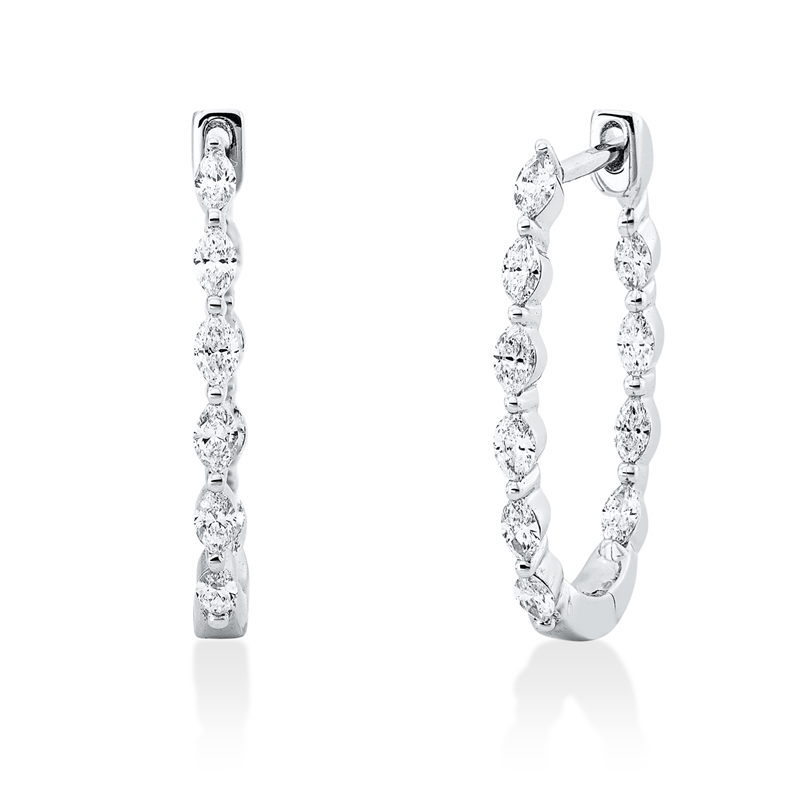 Creolen    aus 750/-18 Karat Weißgold mit 20 Diamanten 0