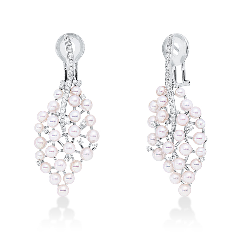 Ohrschmuck   mit Süßwasserperle aus 750/-18 Karat Weißgold mit 76 Diamanten 0