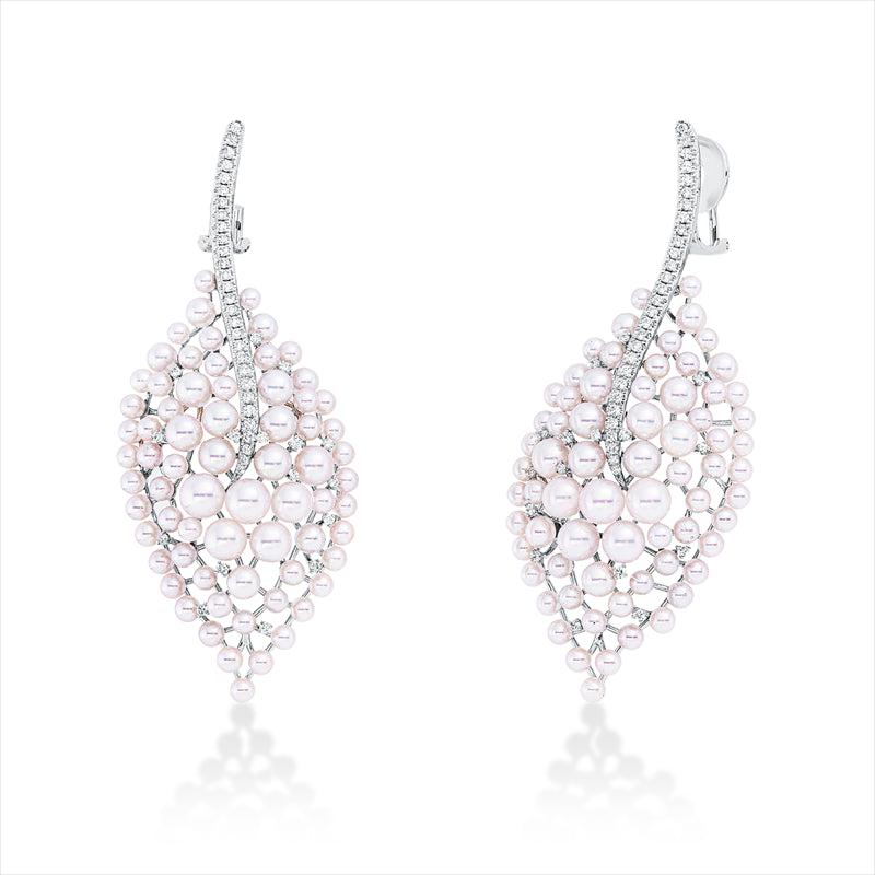 Ohrschmuck   mit Süßwasserperle aus 750/-18 Karat Weißgold mit 90 Diamanten 0