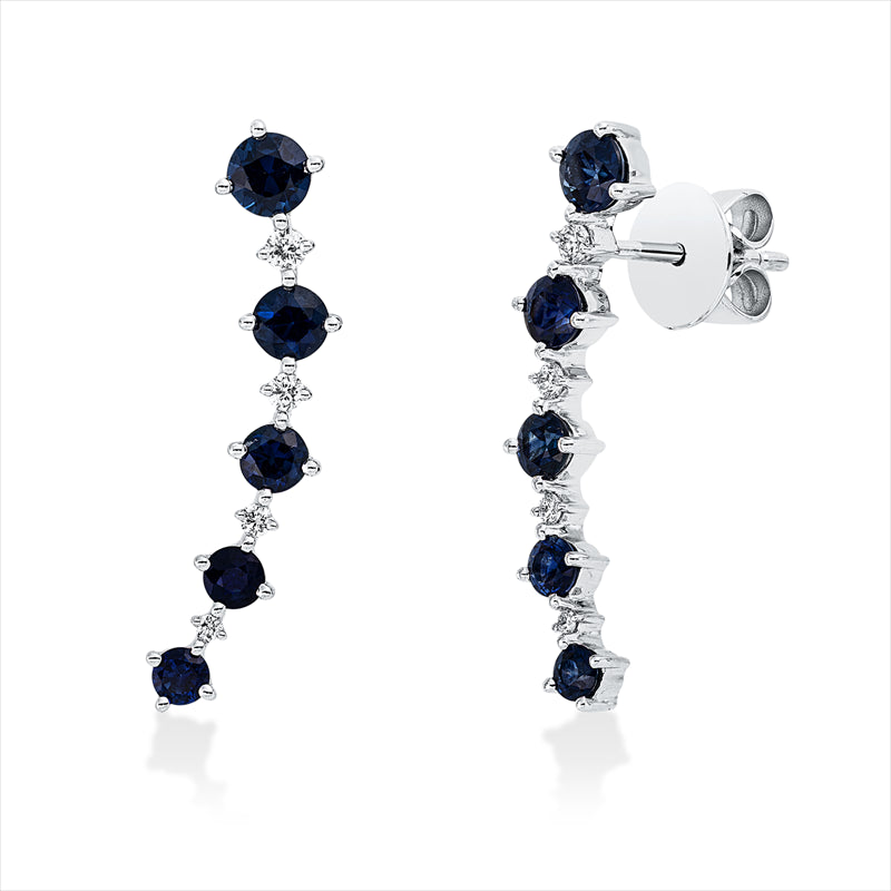 Ohrstecker mit Saphir  aus 750/-18 Karat Weißgold mit 8 Diamanten 0
