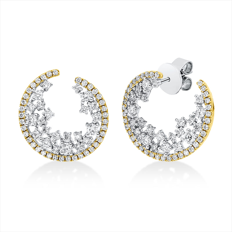 Ohrstecker    aus 750/-18 Karat Weißgold / Gelbgold mit 122 Diamanten 1