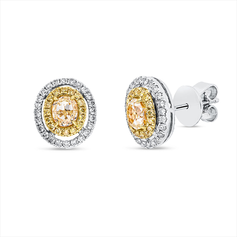 Ohrstecker    aus 750/-18 Karat Weißgold / Gelbgold mit 82 Diamanten 1