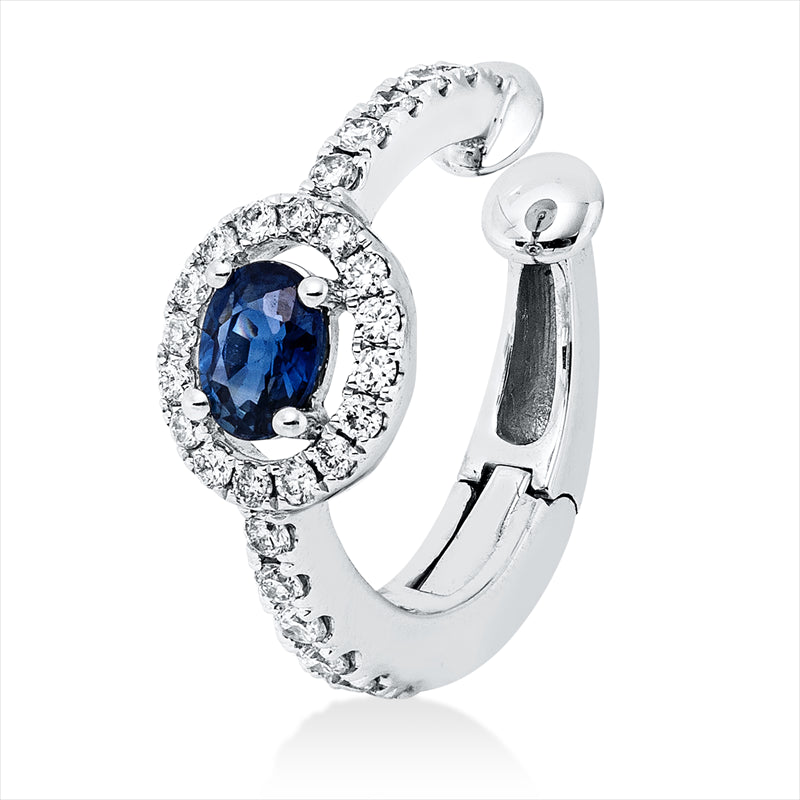 Creolen mit Saphir  aus 750/-18 Karat Weißgold mit 28 Diamanten 0
