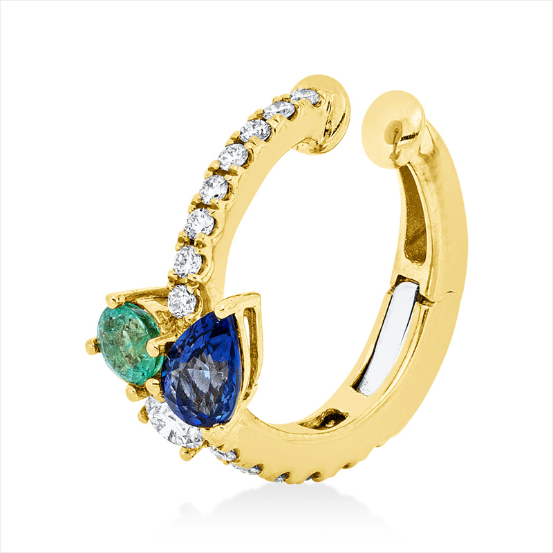 Creolen mit Smaragd  aus 750/-18 Karat Gelbgold / Weißgold mit 15 Diamanten 0