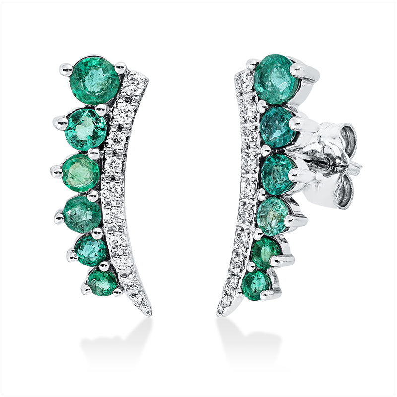 Ohrstecker mit Smaragd  aus 750/-18 Karat Weißgold mit 20 Diamanten 0
