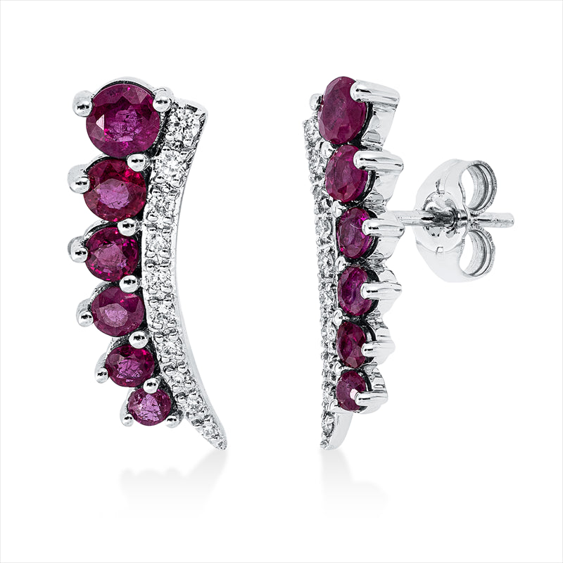 Ohrstecker mit Rubin  aus 750/-18 Karat Weißgold mit 20 Diamanten 0