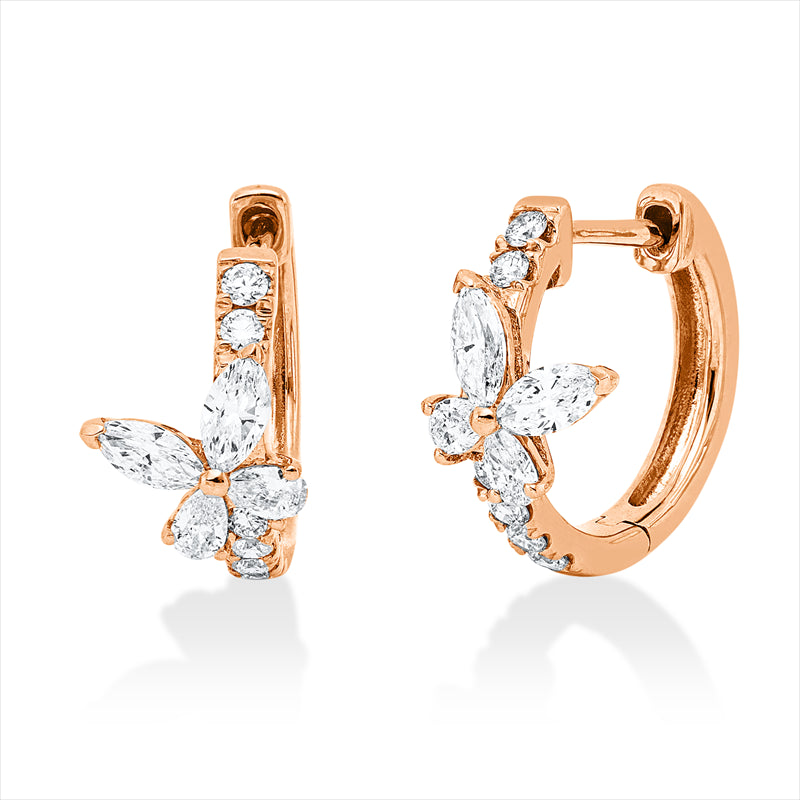 Creolen    aus 750/-18 Karat Rotgold mit 20 Diamanten 0