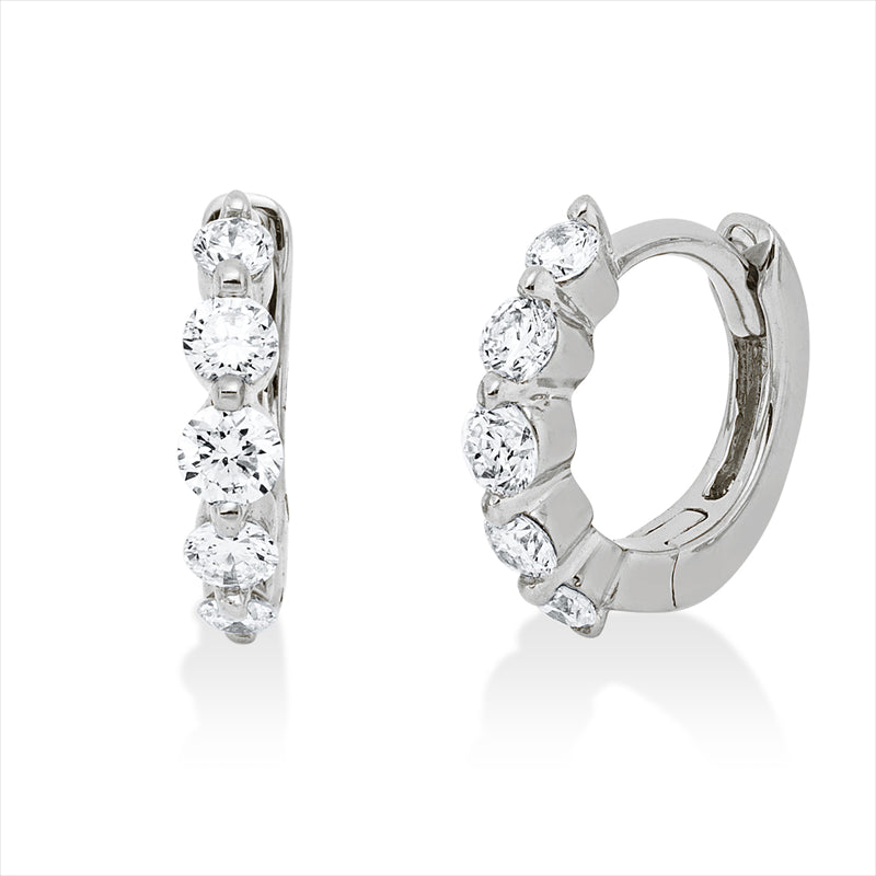 Creolen    aus 750/-18 Karat Weißgold mit 10 Diamanten 0