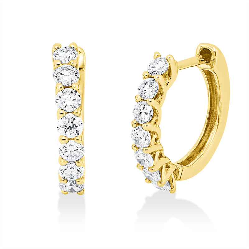 Creolen    aus 750/-18 Karat Gelbgold mit 14 Diamanten 0