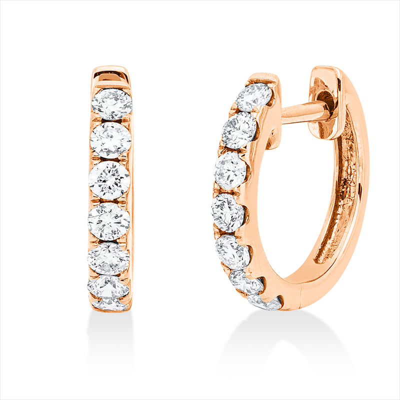 Creolen    aus 750/-18 Karat Rotgold mit 14 Diamanten 0