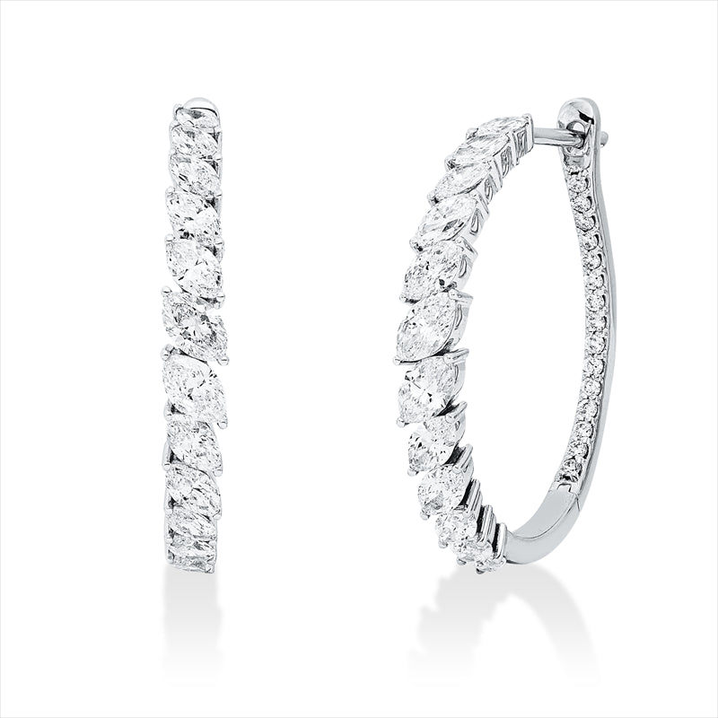 Creolen    aus 750/-18 Karat Weißgold mit 54 Diamanten 2 ct