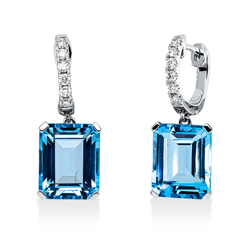 Creolen mit Topas  aus 750/-18 Karat Weißgold mit 12 Diamanten 0